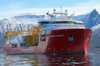 The DP3 Cable Laying Vessel, Nexans Aurora named at Ulstein Verft