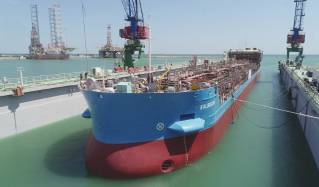 The Second Tanker Manufactured in Azerbaijan Launched for the Next Stage of Construction (Video)