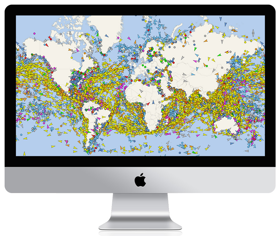 Satellite AIS ship positions in real-time by VesselFinder